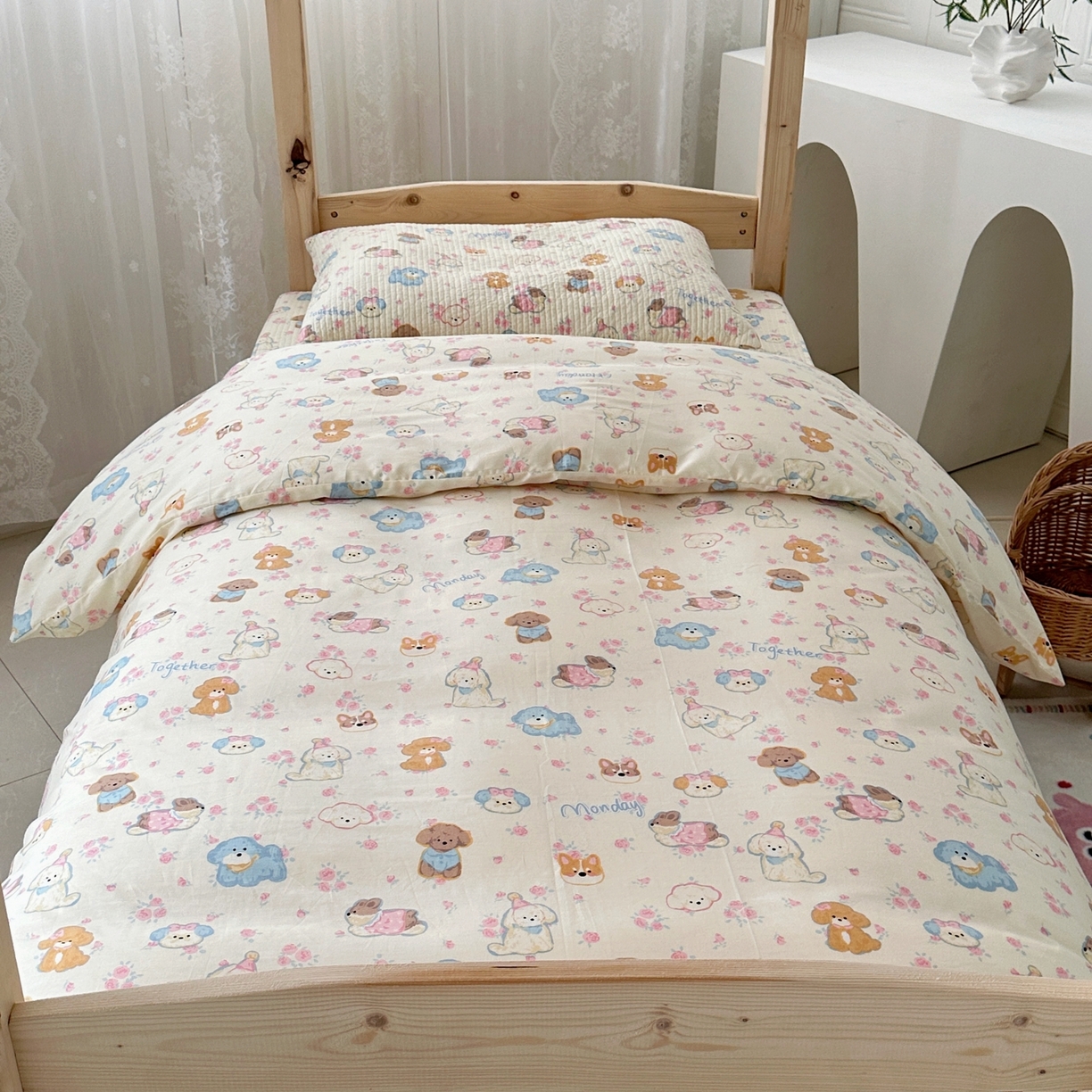 91家纺网 家纺一手货源 找家纺 佰织鑫家居 2025新款独家原创-学生季纯棉夹棉床笠三件套 团宠