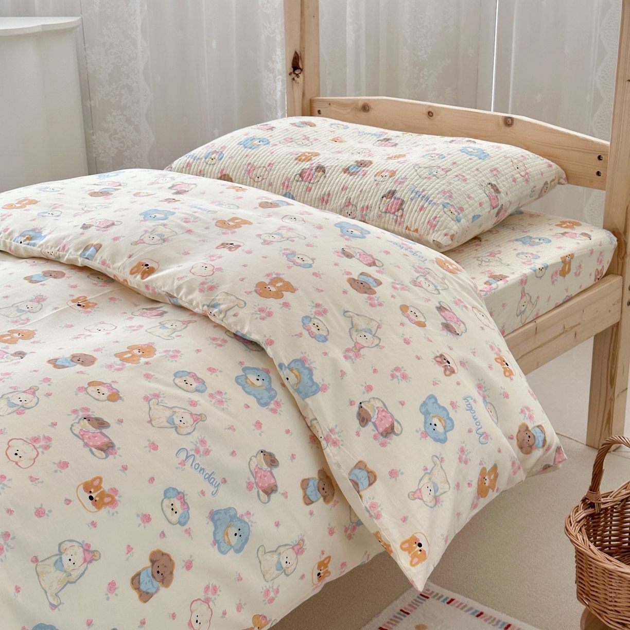 91家纺网 家纺一手货源 找家纺 佰织鑫家居 2025新款独家原创-学生季纯棉夹棉床笠三件套 团宠