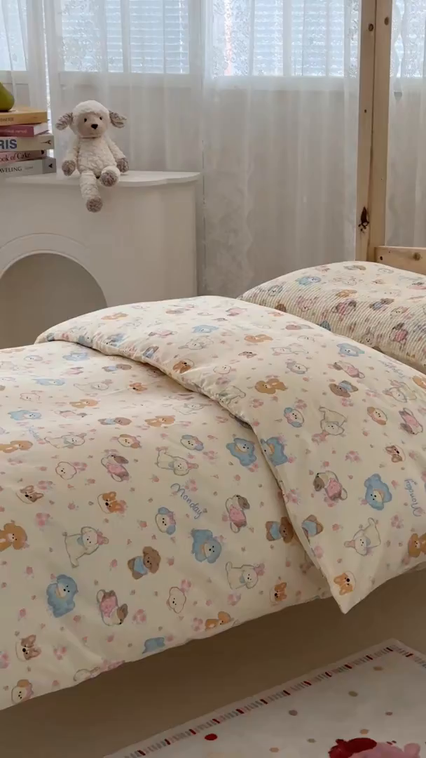 91家纺网 家纺一手货源 找家纺 佰织鑫家居 2025新款独家原创-学生季纯棉夹棉床笠三件套 团宠