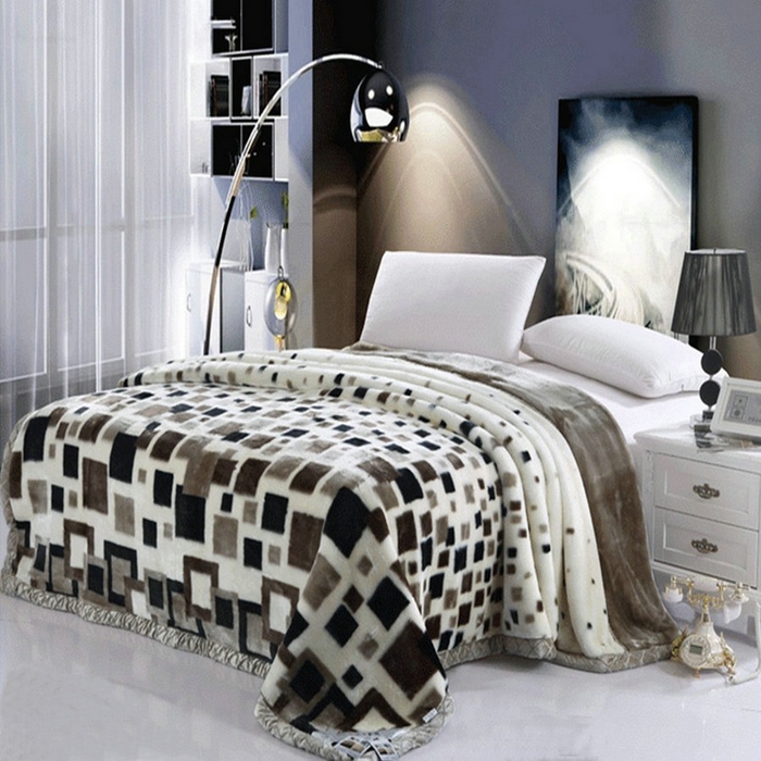 法莱妮毛毯 2025新款双层加厚拉舍尔毛毯 婚庆 单双人 厂家直销可定制 经典格子