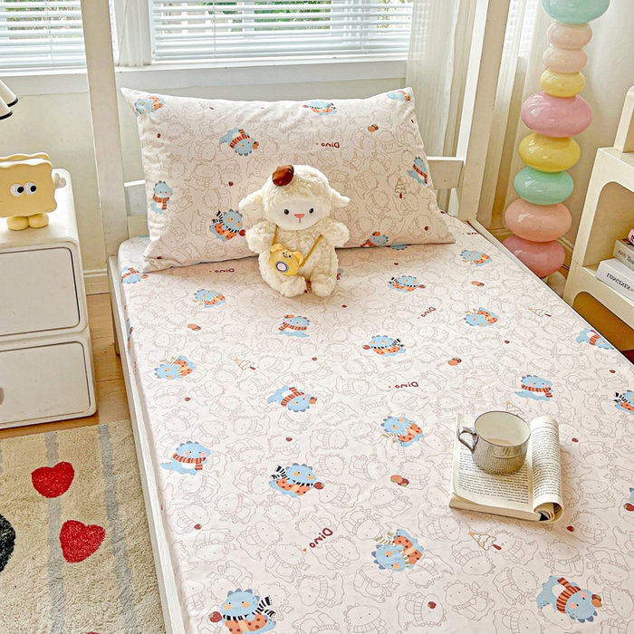 91家纺网 家纺一手货源 找家纺 名兮家居 2025新款全棉纯棉13372学生印花上下铺床笠单床笠单品床笠单件床笠 萌龙崽崽