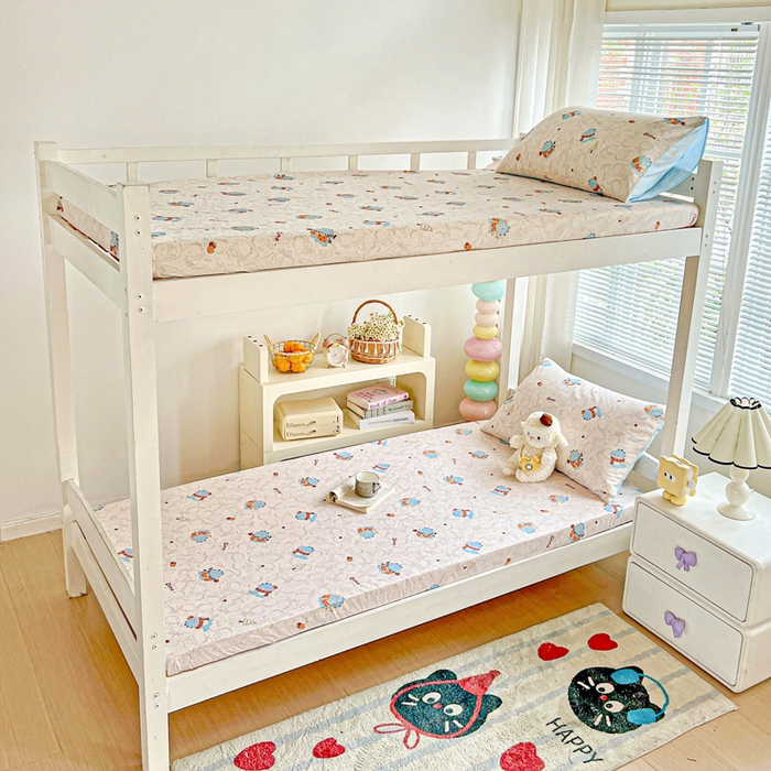 91家纺网 家纺一手货源 找家纺 名兮家居 2025新款全棉纯棉13372学生印花上下铺床笠单床笠单品床笠单件床笠 萌龙崽崽