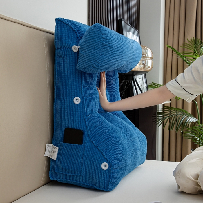 91家纺网 家纺一手货源 找家纺 沐沐家纺2026新款新玉米绒立体靠背 宝蓝色