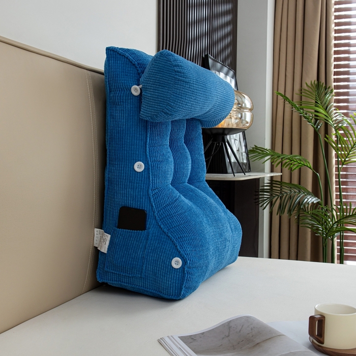 91家纺网 家纺一手货源 找家纺 沐沐家纺2026新款新玉米绒立体靠背 宝蓝色