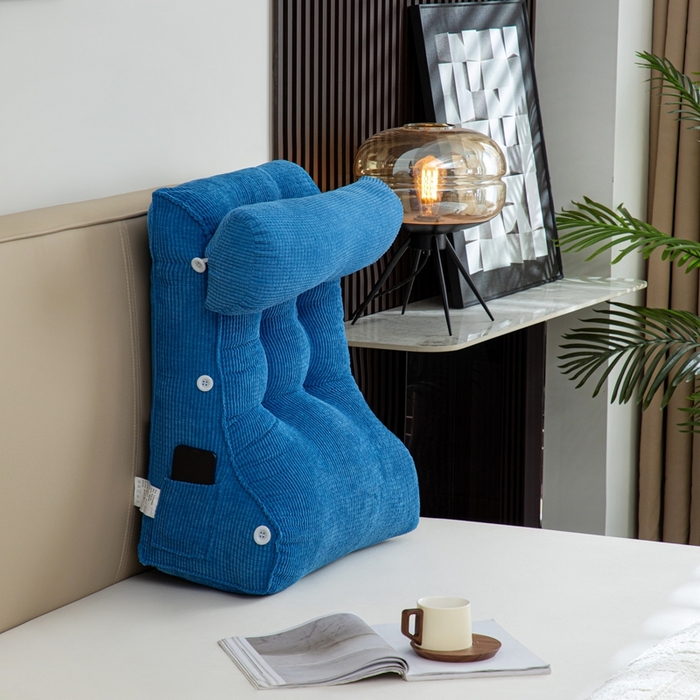 91家纺网 家纺一手货源 找家纺 沐沐家纺2026新款新玉米绒立体靠背 宝蓝色