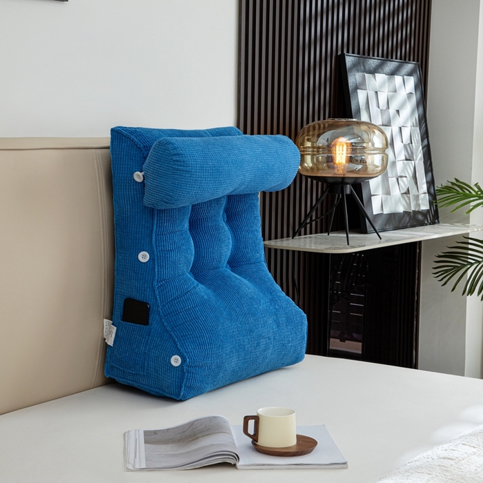 91家纺网 家纺一手货源 找家纺 沐沐家纺2026新款新玉米绒立体靠背 宝蓝色