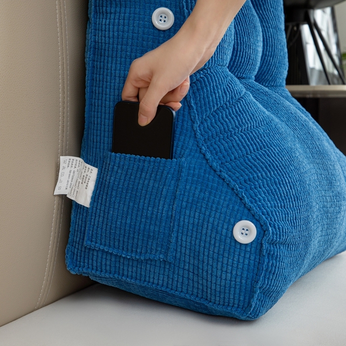 91家纺网 家纺一手货源 找家纺 沐沐家纺2026新款新玉米绒立体靠背 宝蓝色