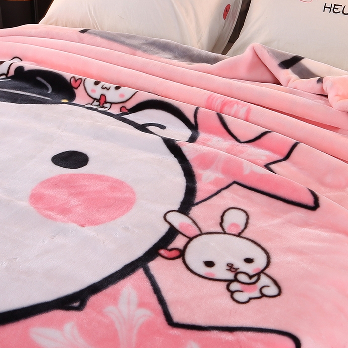 91家纺网 家纺一手货源 找家纺 法莱妮毛毯 2025新款双层加厚拉舍尔毛毯 婚庆 单双人 厂家直销可定制 熊可可