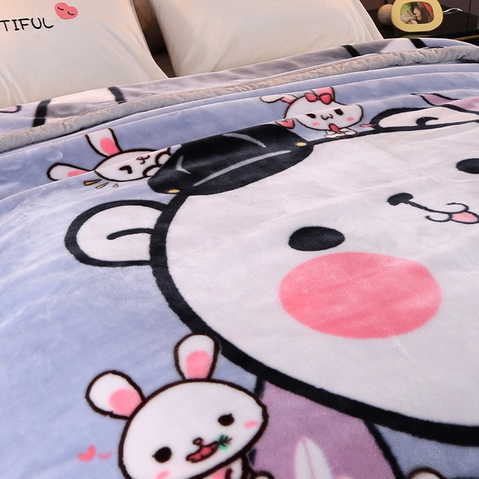 91家纺网 家纺一手货源 找家纺 法莱妮毛毯 2025新款双层加厚拉舍尔毛毯 婚庆 单双人 厂家直销可定制 熊小飞