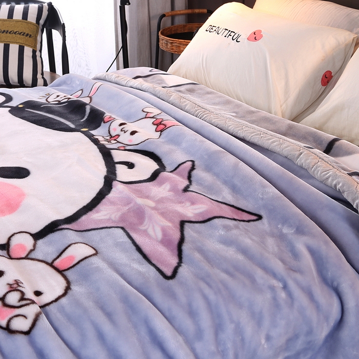 91家纺网 家纺一手货源 找家纺 法莱妮毛毯 2025新款双层加厚拉舍尔毛毯 婚庆 单双人 厂家直销可定制 熊小飞