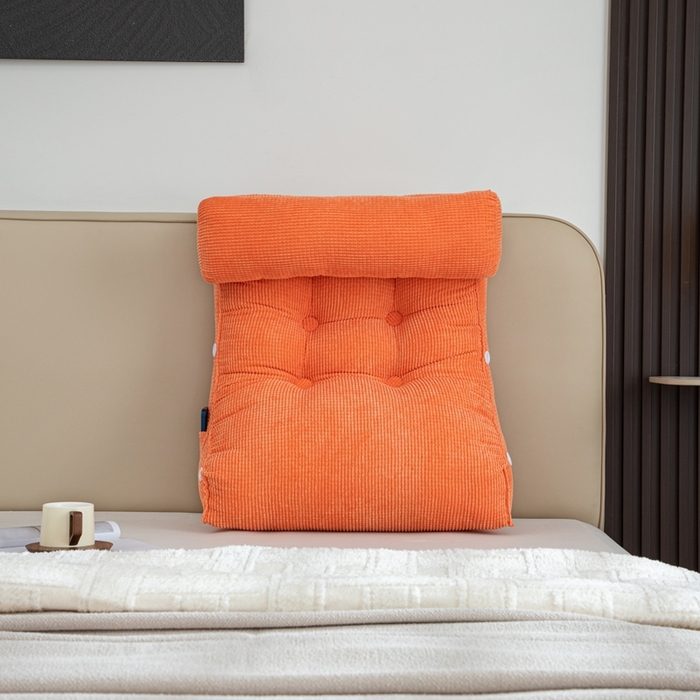 91家纺网 家纺一手货源 找家纺 沐沐家纺2026新款新玉米绒立体靠背 橘黄