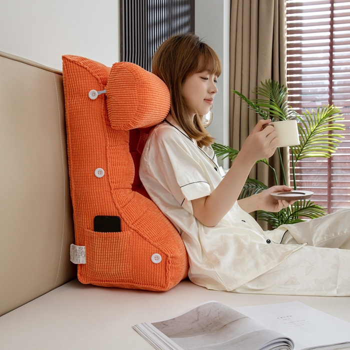 沐沐家纺2026新款新玉米绒立体靠背 橘黄