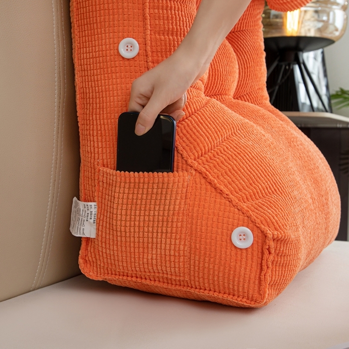 91家纺网 家纺一手货源 找家纺 沐沐家纺2026新款新玉米绒立体靠背 橘黄