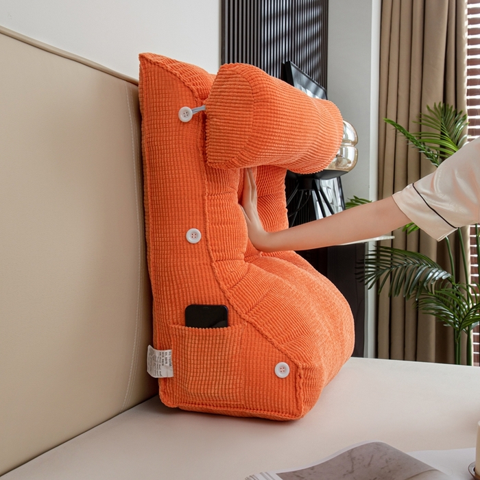 91家纺网 家纺一手货源 找家纺 沐沐家纺2026新款新玉米绒立体靠背 橘黄