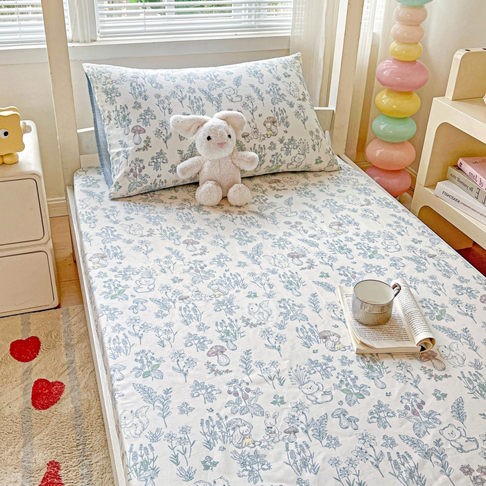 91家纺网 家纺一手货源 找家纺 名兮家居 2025新款全棉纯棉13372学生印花上下铺床笠单床笠单品床笠单件床笠 秘境森林