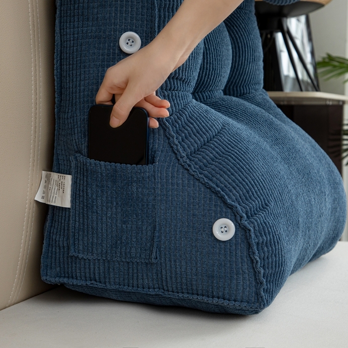 91家纺网 家纺一手货源 找家纺 沐沐家纺2026新款新玉米绒立体靠背 牛仔蓝