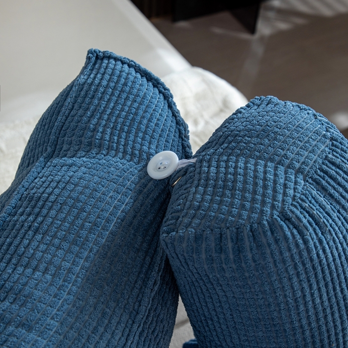 91家纺网 家纺一手货源 找家纺 沐沐家纺2026新款新玉米绒立体靠背 牛仔蓝