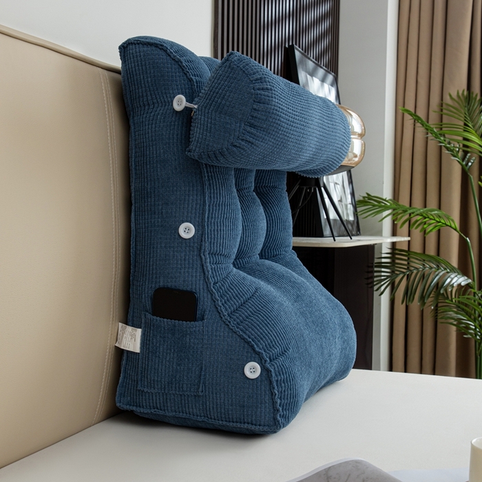 91家纺网 家纺一手货源 找家纺 沐沐家纺2026新款新玉米绒立体靠背 牛仔蓝