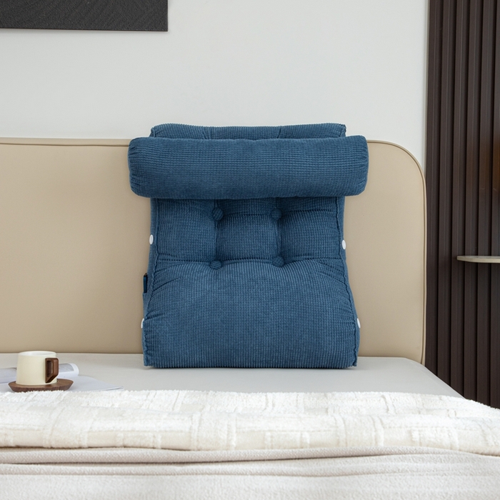 91家纺网 家纺一手货源 找家纺 沐沐家纺2026新款新玉米绒立体靠背 牛仔蓝