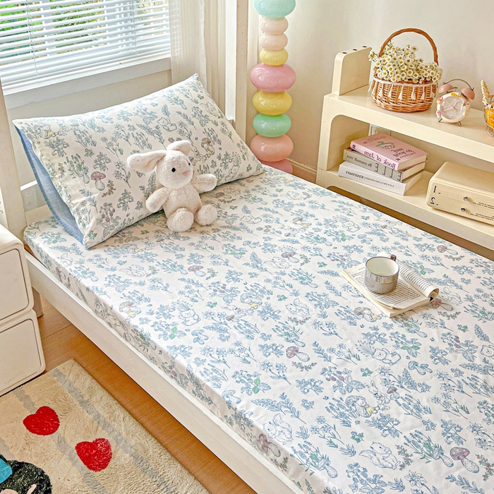 91家纺网 家纺一手货源 找家纺 名兮家居 2025新款全棉纯棉13372学生印花上下铺床笠单床笠单品床笠单件床笠 秘境森林