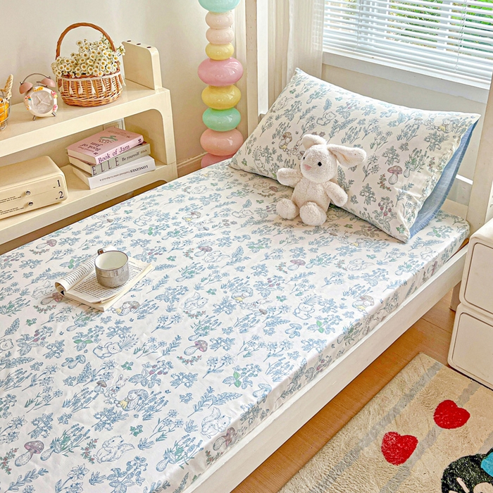 91家纺网 家纺一手货源 找家纺 名兮家居 2025新款全棉纯棉13372学生印花上下铺床笠单床笠单品床笠单件床笠 秘境森林