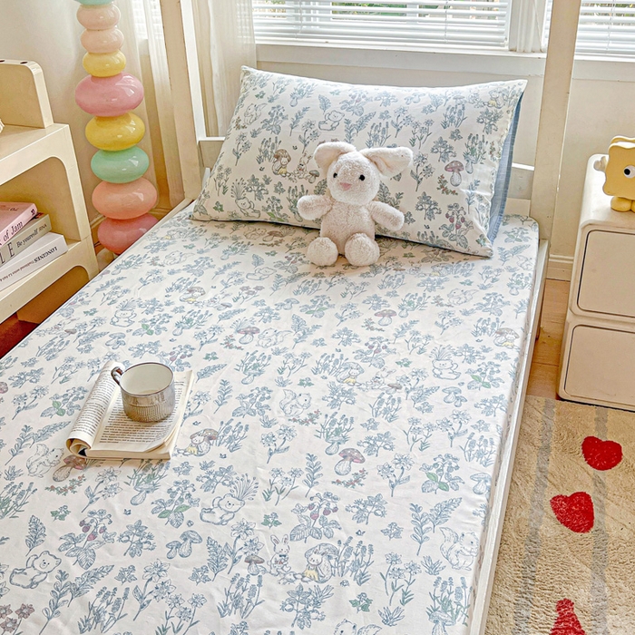 91家纺网 家纺一手货源 找家纺 名兮家居 2025新款全棉纯棉13372学生印花上下铺床笠单床笠单品床笠单件床笠 秘境森林