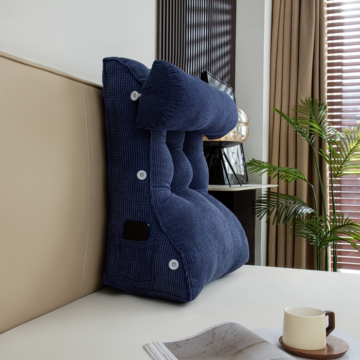 91家纺网 家纺一手货源 找家纺 沐沐家纺2026新款新玉米绒立体靠背 深蓝