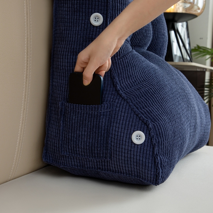 91家纺网 家纺一手货源 找家纺 沐沐家纺2026新款新玉米绒立体靠背 深蓝