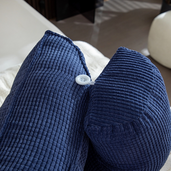 91家纺网 家纺一手货源 找家纺 沐沐家纺2026新款新玉米绒立体靠背 深蓝