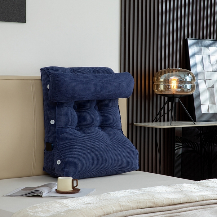 91家纺网 家纺一手货源 找家纺 沐沐家纺2026新款新玉米绒立体靠背 深蓝