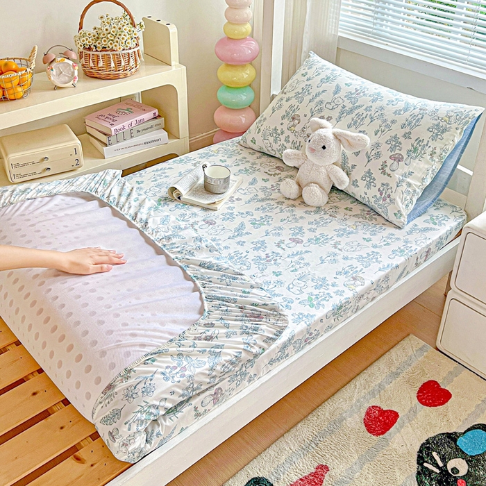 91家纺网 家纺一手货源 找家纺 名兮家居 2025新款全棉纯棉13372学生印花上下铺床笠单床笠单品床笠单件床笠 秘境森林