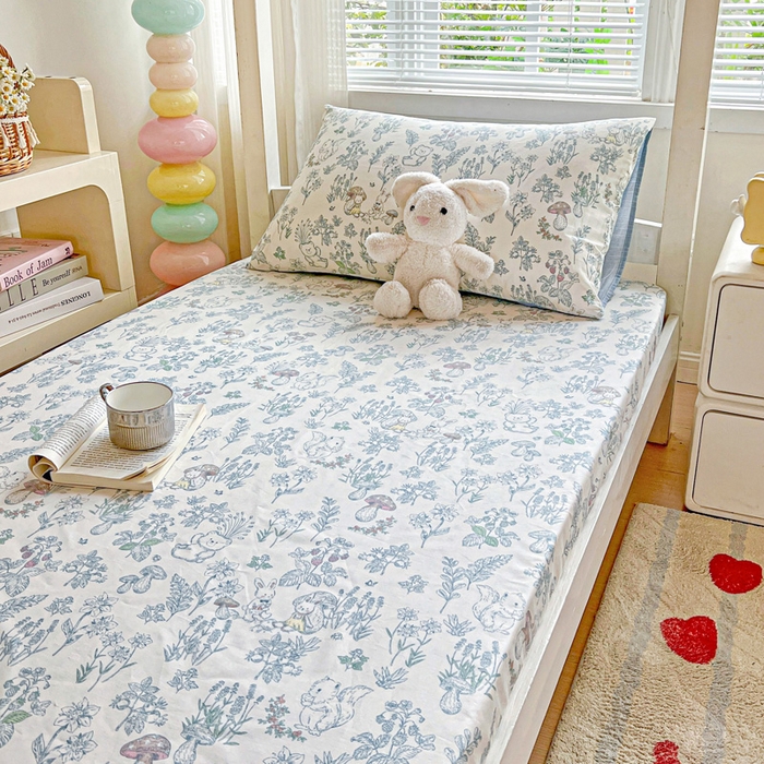 91家纺网 家纺一手货源 找家纺 名兮家居 2025新款全棉纯棉13372学生印花上下铺床笠单床笠单品床笠单件床笠 秘境森林