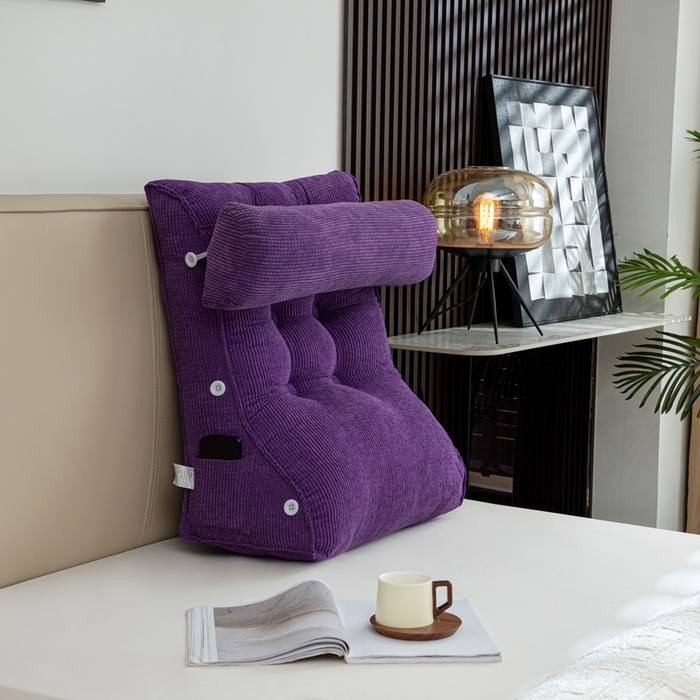 91家纺网 家纺一手货源 找家纺 沐沐家纺2026新款新玉米绒立体靠背 紫色