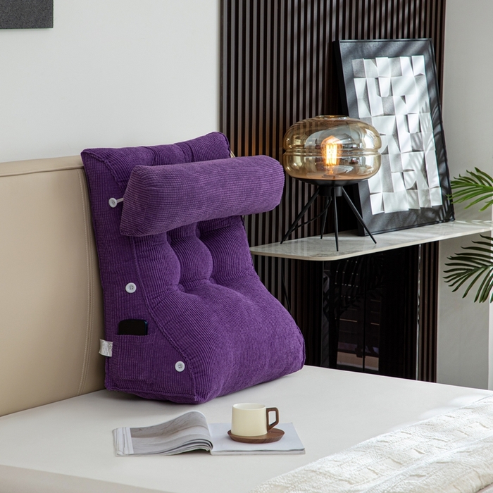 91家纺网 家纺一手货源 找家纺 沐沐家纺2026新款新玉米绒立体靠背 紫色