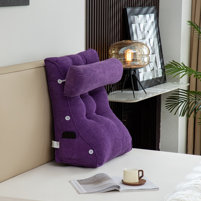 91家纺网 家纺一手货源 找家纺 沐沐家纺2026新款新玉米绒立体靠背 紫色