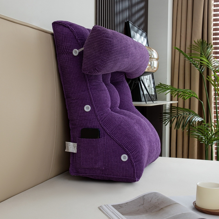 91家纺网 家纺一手货源 找家纺 沐沐家纺2026新款新玉米绒立体靠背 紫色