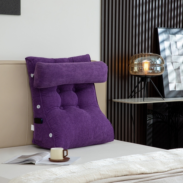 91家纺网 家纺一手货源 找家纺 沐沐家纺2026新款新玉米绒立体靠背 紫色