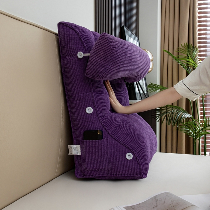 91家纺网 家纺一手货源 找家纺 沐沐家纺2026新款新玉米绒立体靠背 紫色