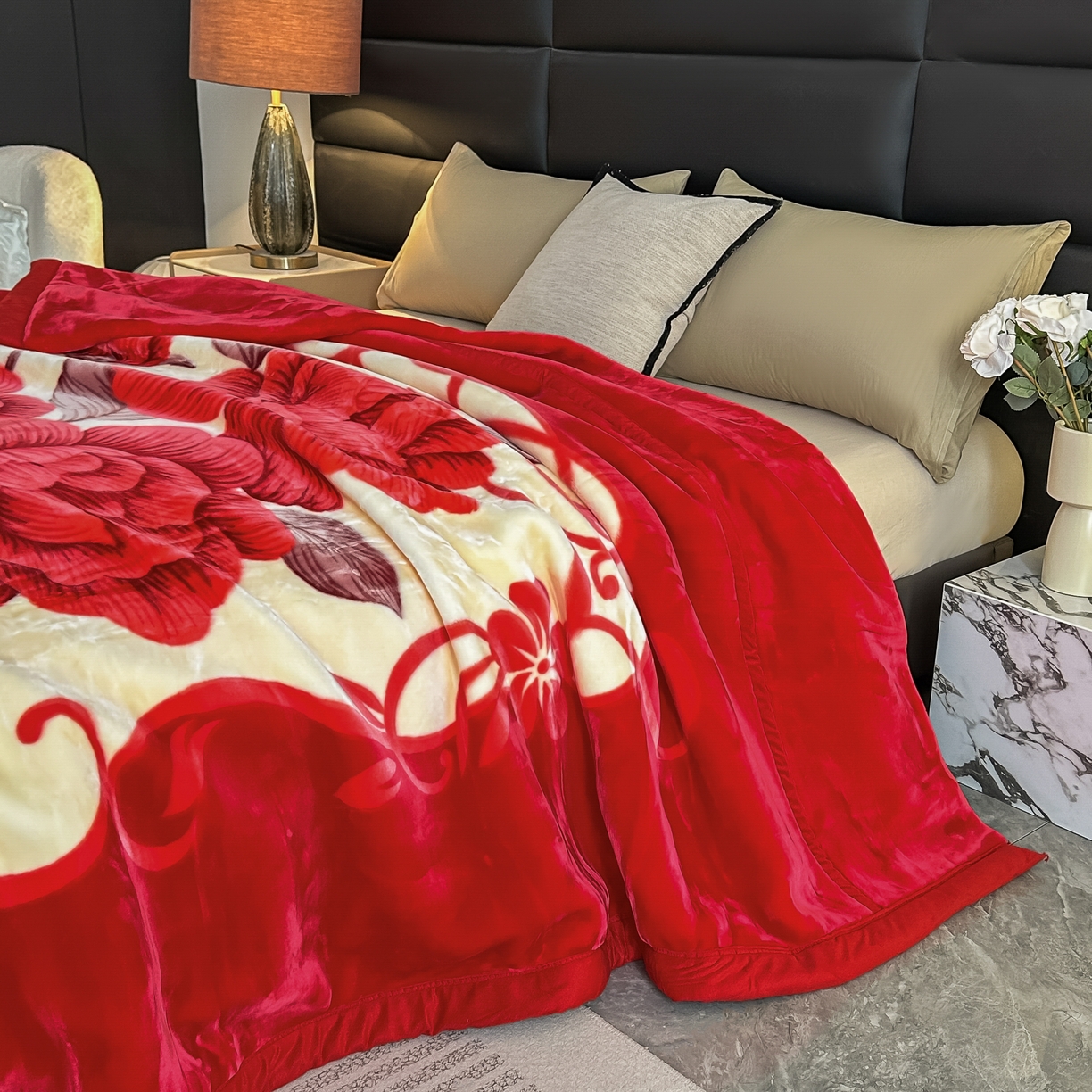 91家纺网 家纺一手货源 找家纺 法莱妮毛毯 2025新款双层加厚拉舍尔毛毯 婚庆 单双人 厂家直销可定制 缘定终生