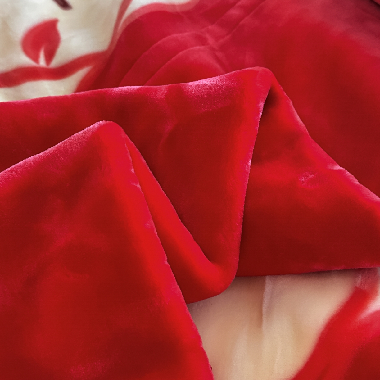 91家纺网 家纺一手货源 找家纺 法莱妮毛毯 2025新款双层加厚拉舍尔毛毯 婚庆 单双人 厂家直销可定制 缘定终生