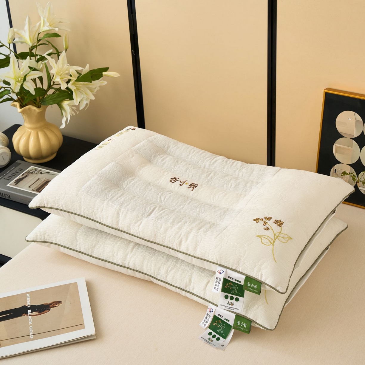 91家纺网 家纺一手货源 找家纺 （总）晚儿 2025新款谷小荞牵引枕头枕芯