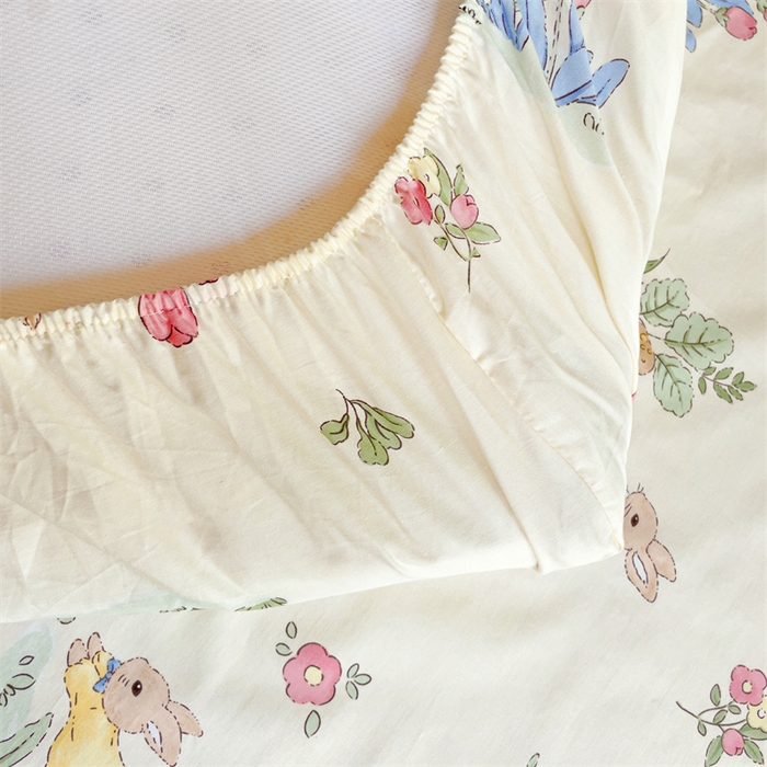 91家纺网 家纺一手货源 找家纺 名兮家居 2025新款全棉纯棉13372学生印花上下铺床笠单床笠单品床笠单件床笠 蘑菇小兔