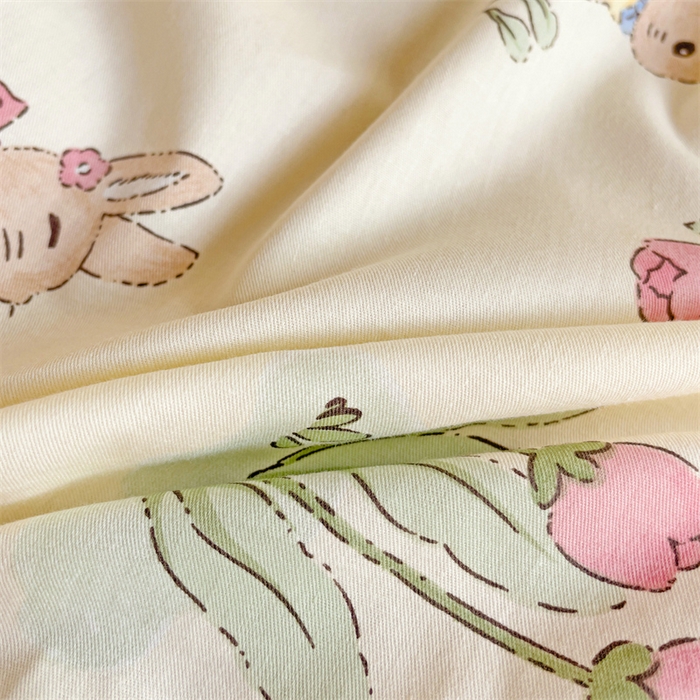 91家纺网 家纺一手货源 找家纺 名兮家居 2025新款全棉纯棉13372学生印花上下铺床笠单床笠单品床笠单件床笠 蘑菇小兔