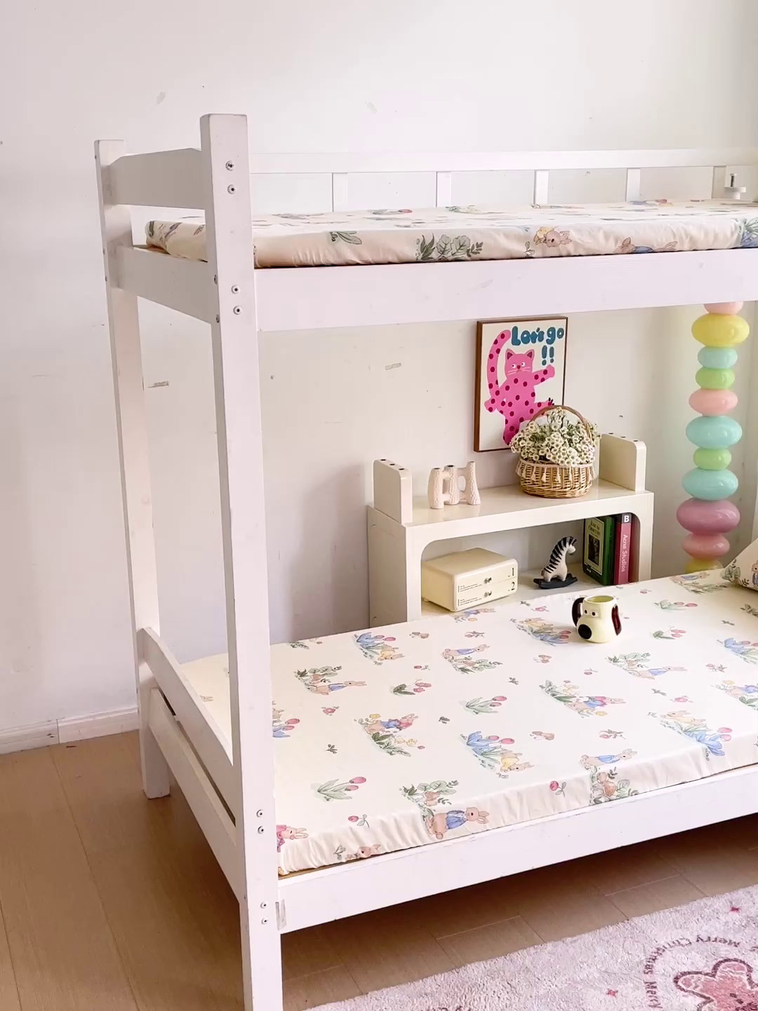 91家纺网 家纺一手货源 找家纺 名兮家居 2025新款全棉纯棉13372学生印花上下铺床笠单床笠单品床笠单件床笠 蘑菇小兔