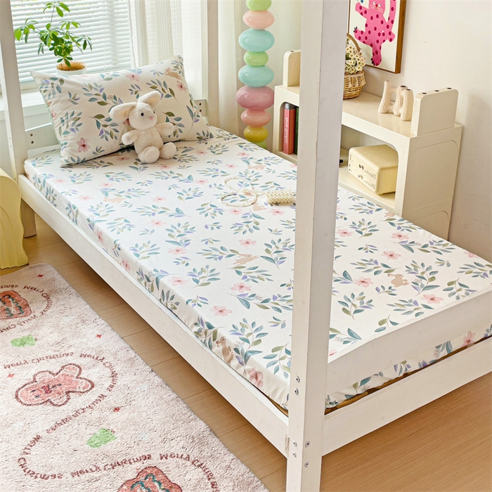 91家纺网 家纺一手货源 找家纺 名兮家居 2025新款全棉纯棉13372学生印花上下铺床笠单床笠单品床笠单件床笠 轻纱漫舞