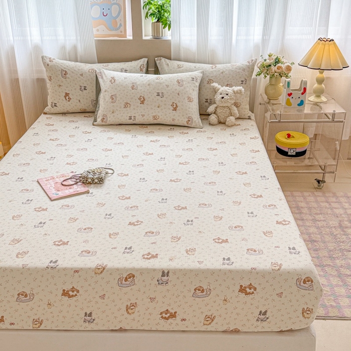 91家纺网 家纺一手货源 找家纺 丽美人家纺 2025新款A类软糯皱皱纱床笠单品床笠床笠单件 QB贝拉