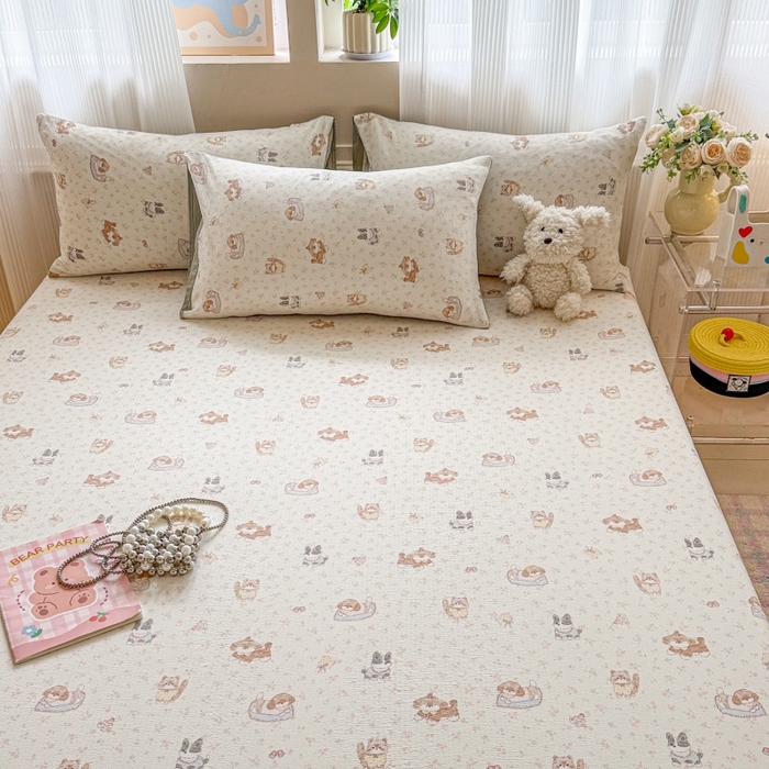 91家纺网 家纺一手货源 找家纺 丽美人家纺 2025新款A类软糯皱皱纱床笠单品床笠床笠单件 QB贝拉