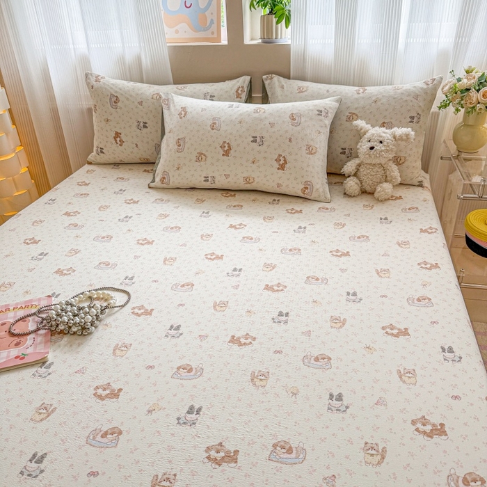 91家纺网 家纺一手货源 找家纺 丽美人家纺 2025新款A类软糯皱皱纱床笠单品床笠床笠单件 QB贝拉