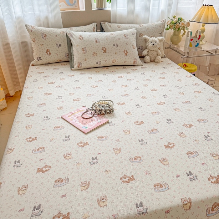 91家纺网 家纺一手货源 找家纺 丽美人家纺 2025新款A类软糯皱皱纱床笠单品床笠床笠单件 QB贝拉