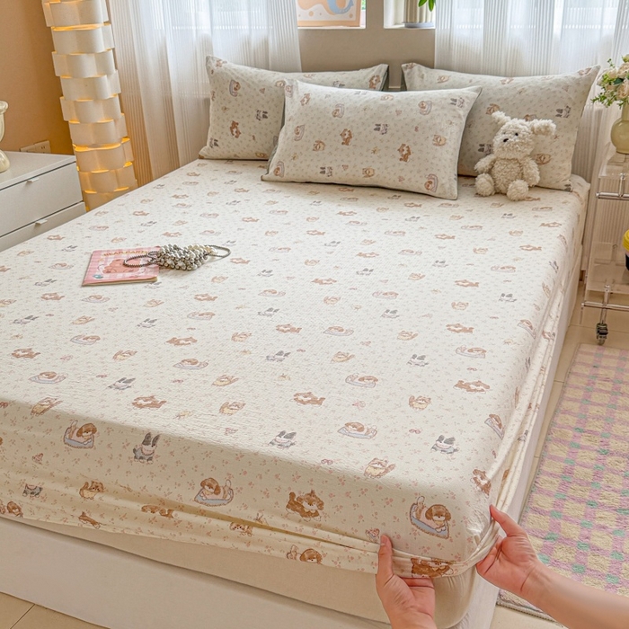 91家纺网 家纺一手货源 找家纺 丽美人家纺 2025新款A类软糯皱皱纱床笠单品床笠床笠单件 QB贝拉